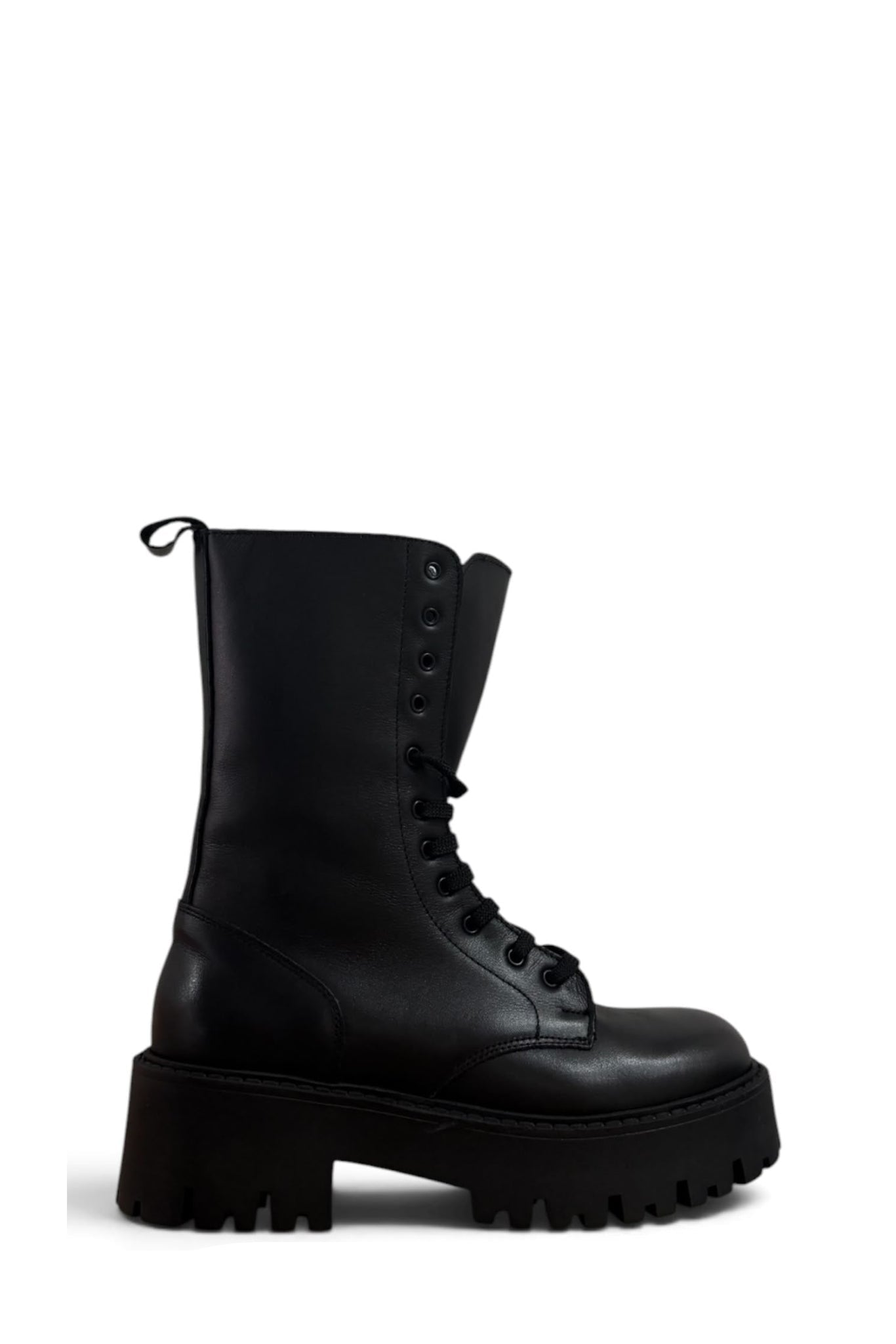 Anfibio con zip in pelle nero - Patty