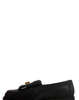Mocassino con dettaglio oro in pelle nero - Audrey