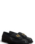 Mocassino con dettaglio oro in pelle nero - Audrey