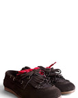 Dark brown suede fringed loafer - Velvet