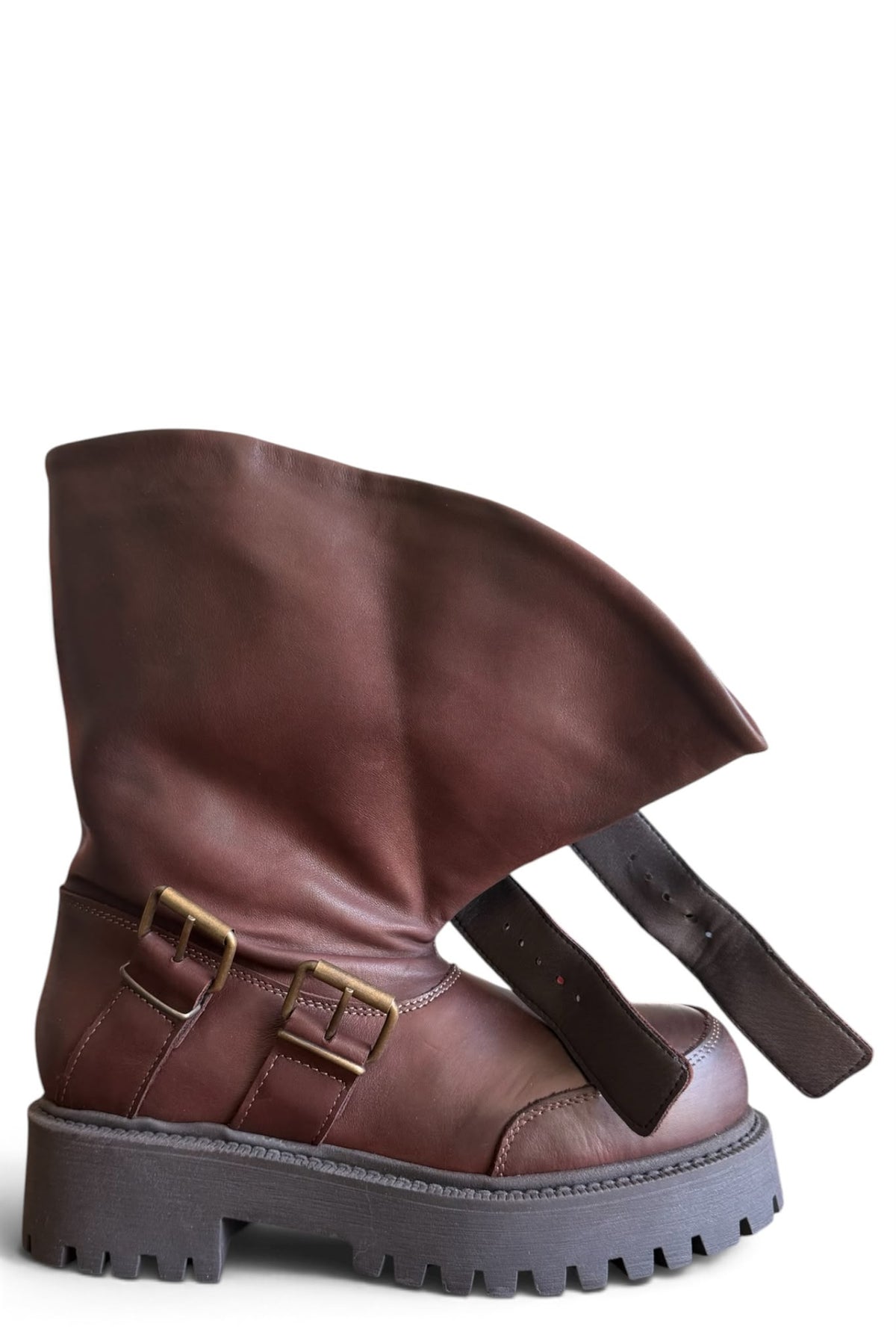 Anfibio con fibbie in pelle marrone - Adele