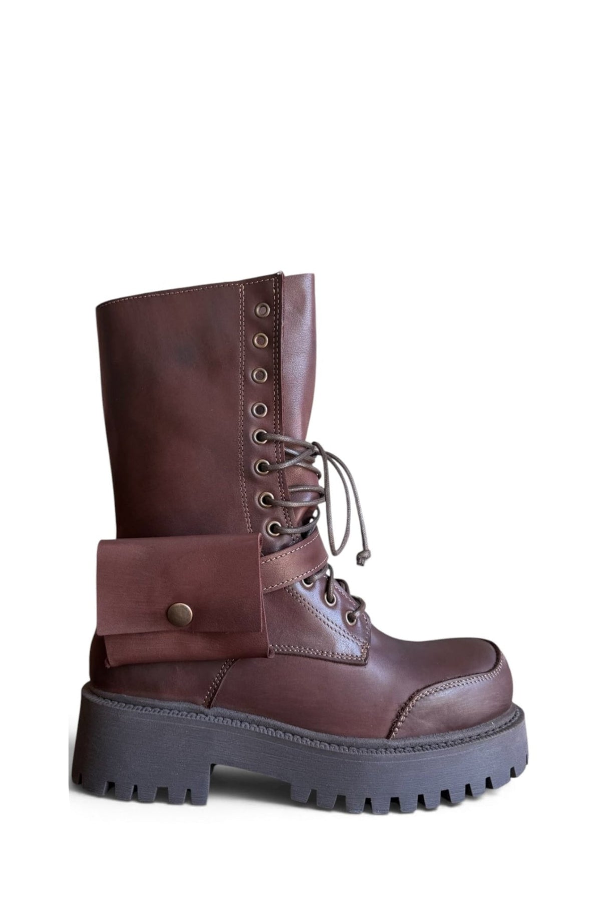 Anfibio con taschino in pelle marrone - Kat