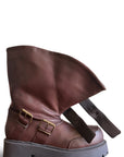 Anfibio con fibbie in pelle marrone - Adele