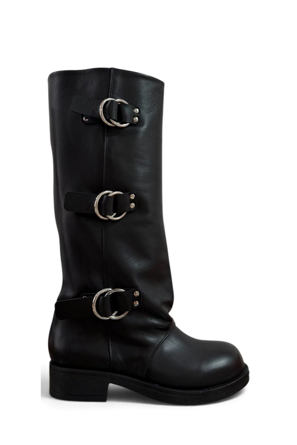 Anfibio con fibbie in pelle nero - Raven