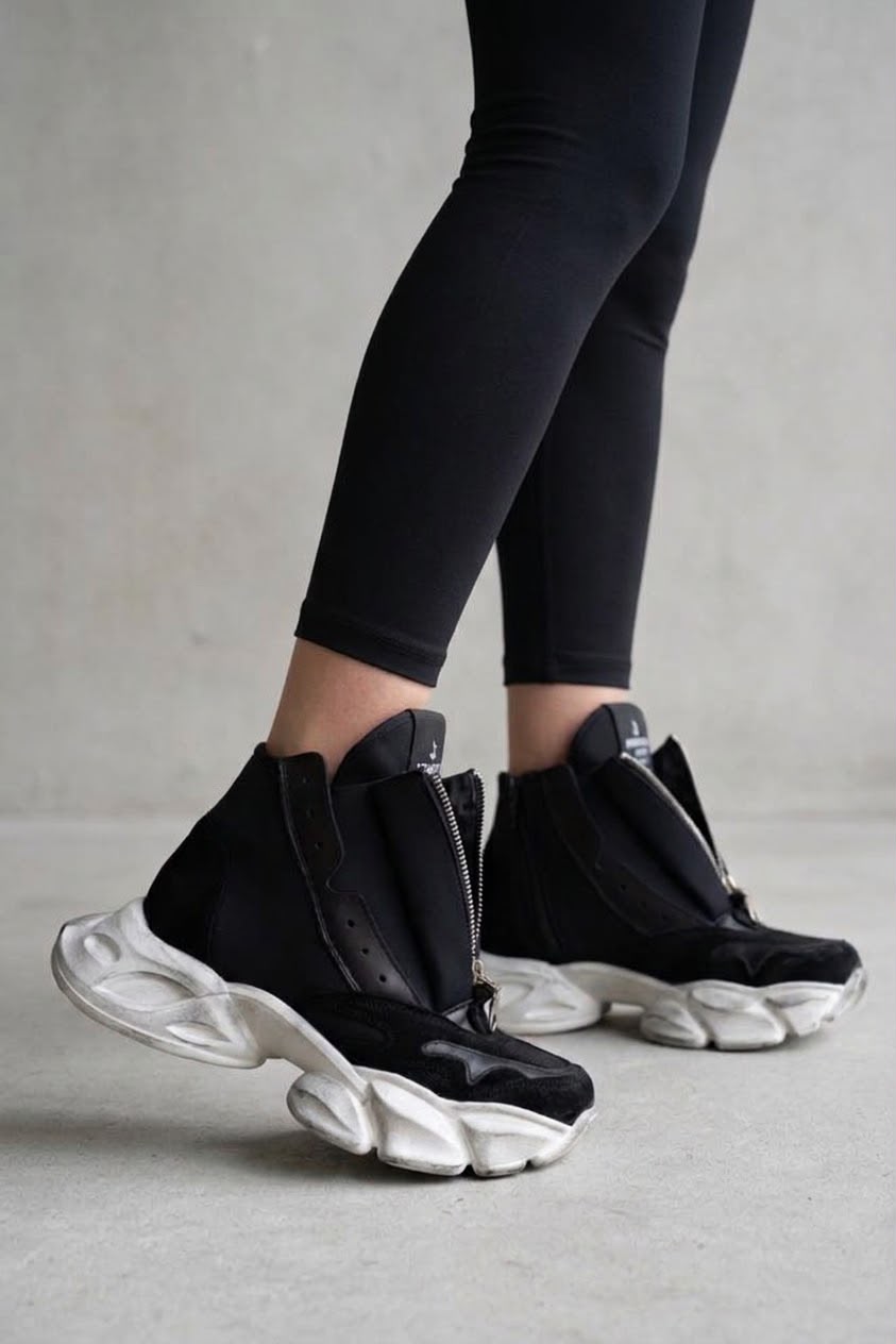 Sneakers scuba in pelle e camoscio nero - Cecily