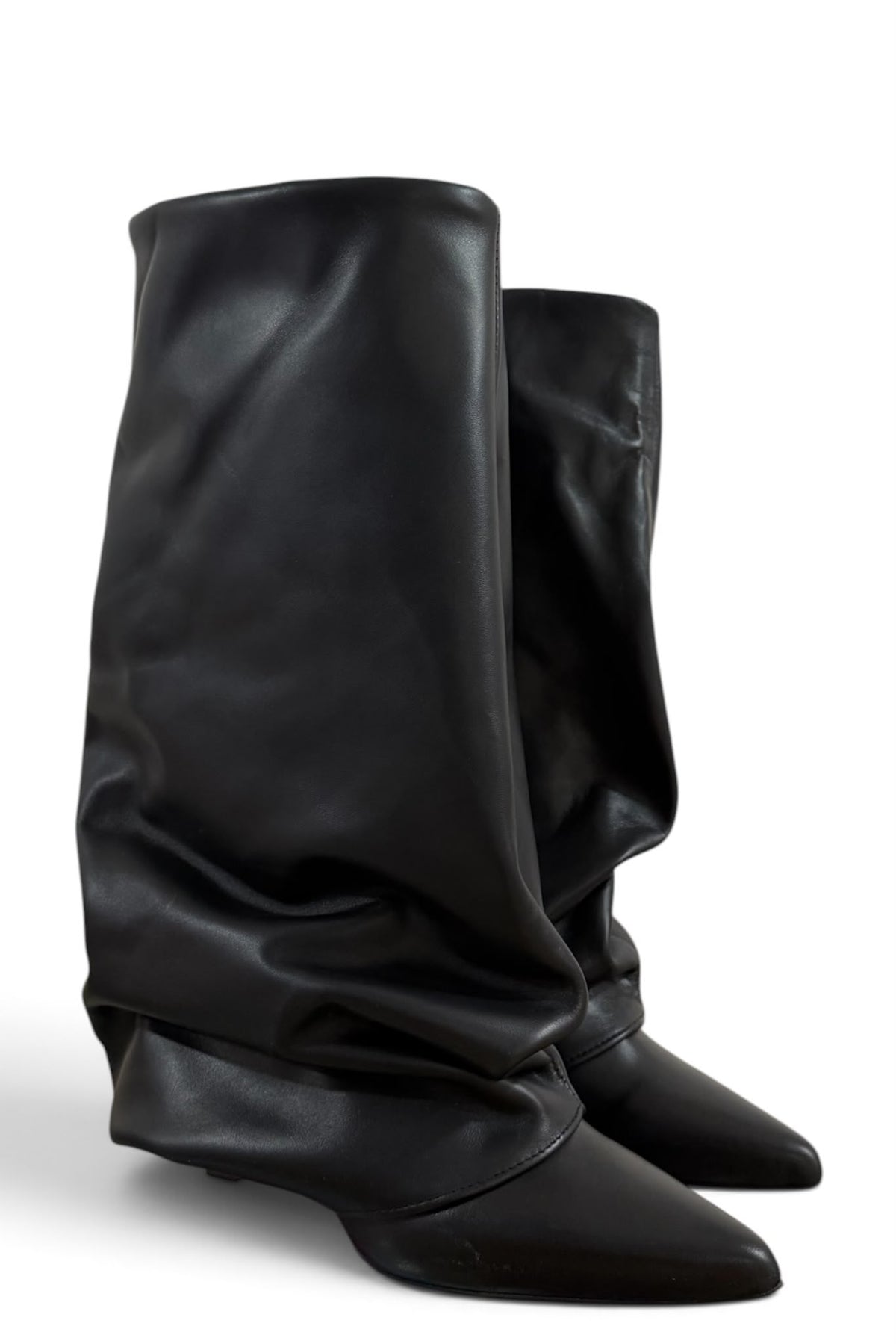 Stivale con piegone in pelle nero - Melissa