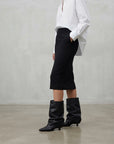 Stivale con piegone in pelle nero - Melissa