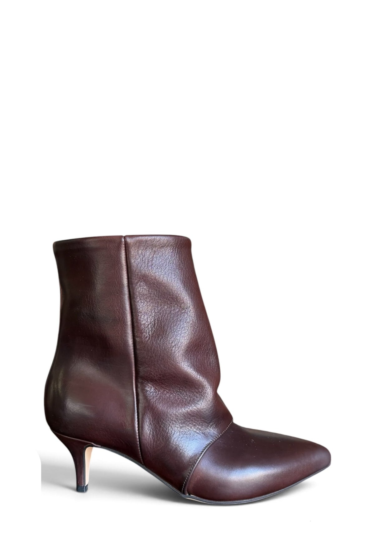 Bordeaux leather heeled ankle boot - Angelique