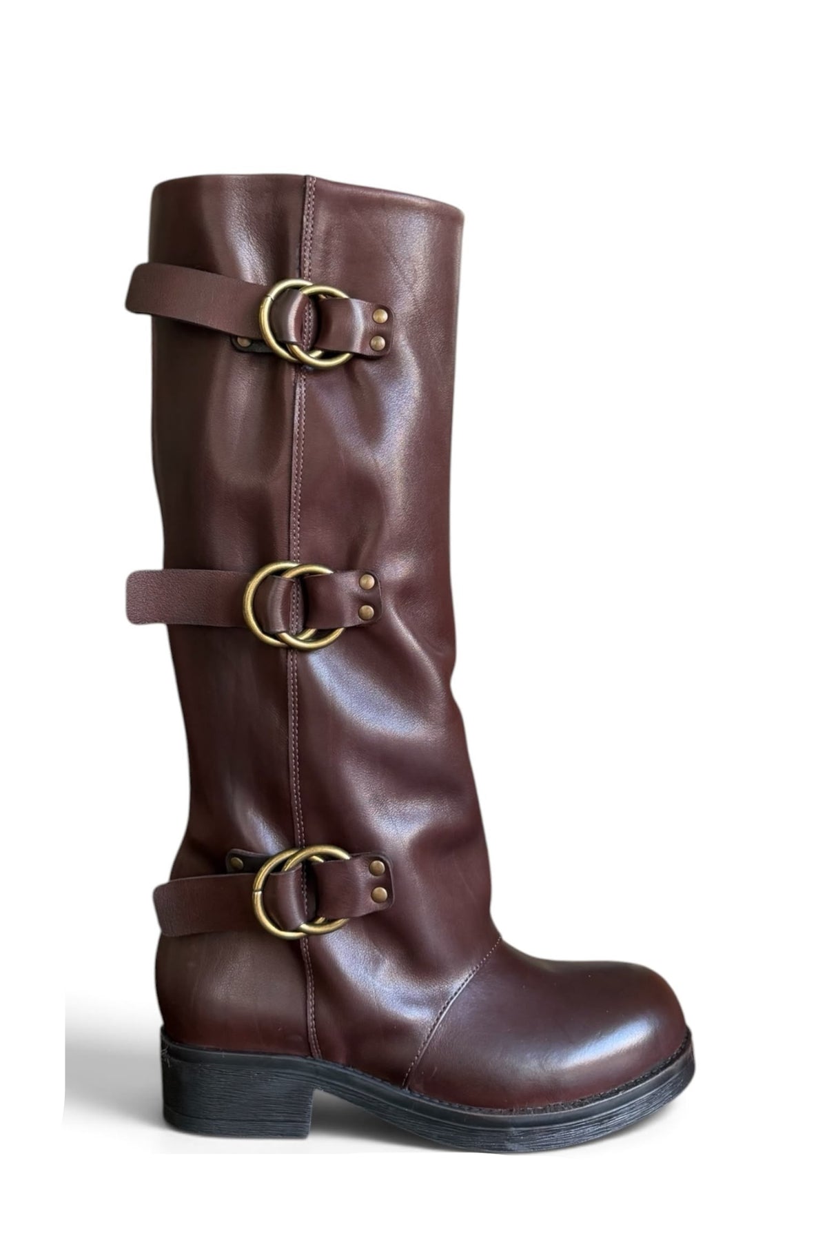 Anfibio con fibbie in pelle marrone - NOVA