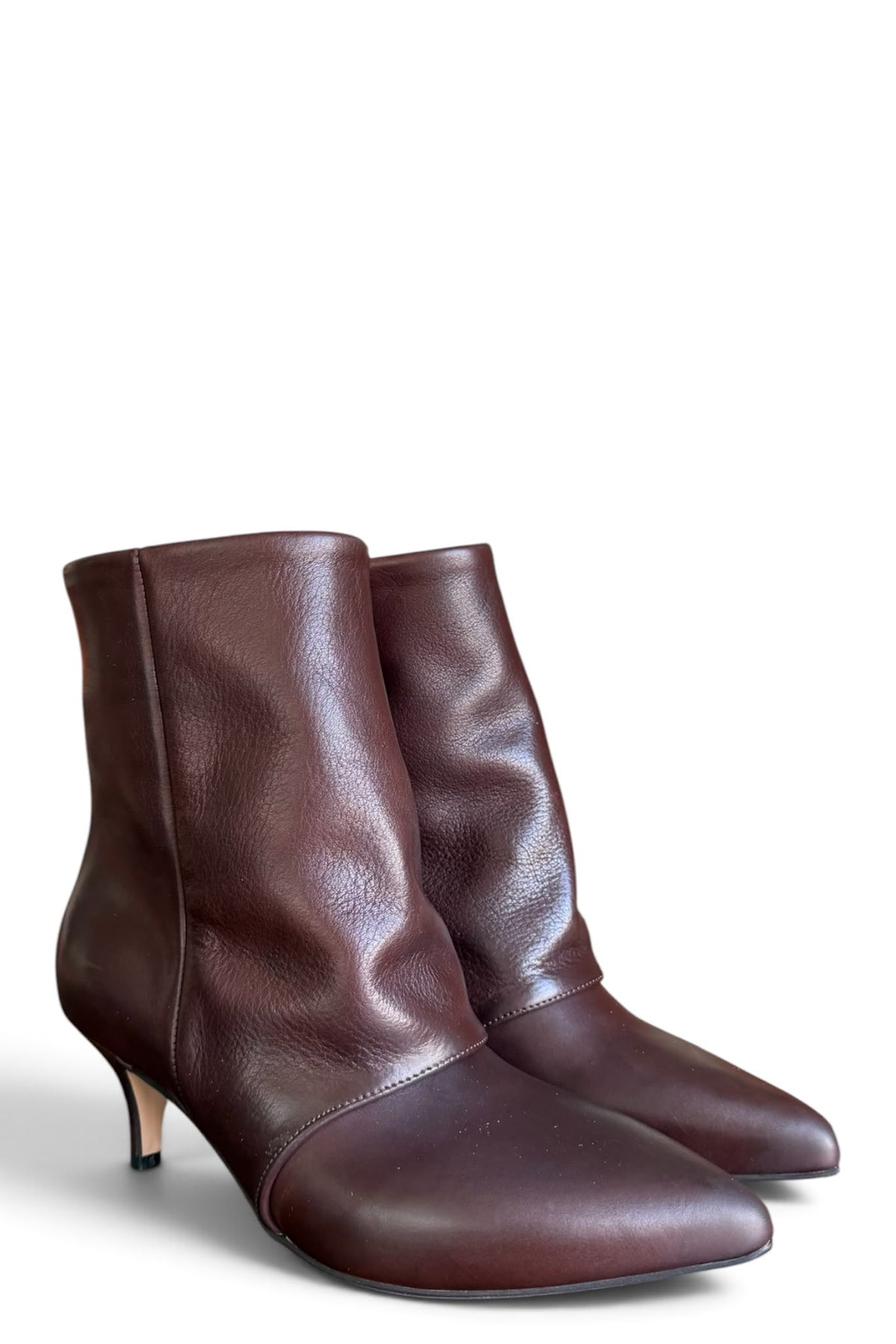 Bordeaux leather heeled ankle boot - Angelique