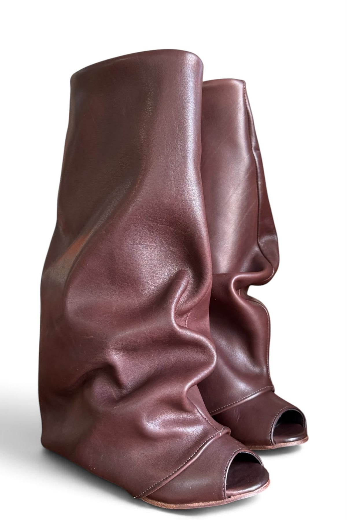Black leather wedge boot - Zelda