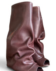 Black leather wedge boot - Zelda