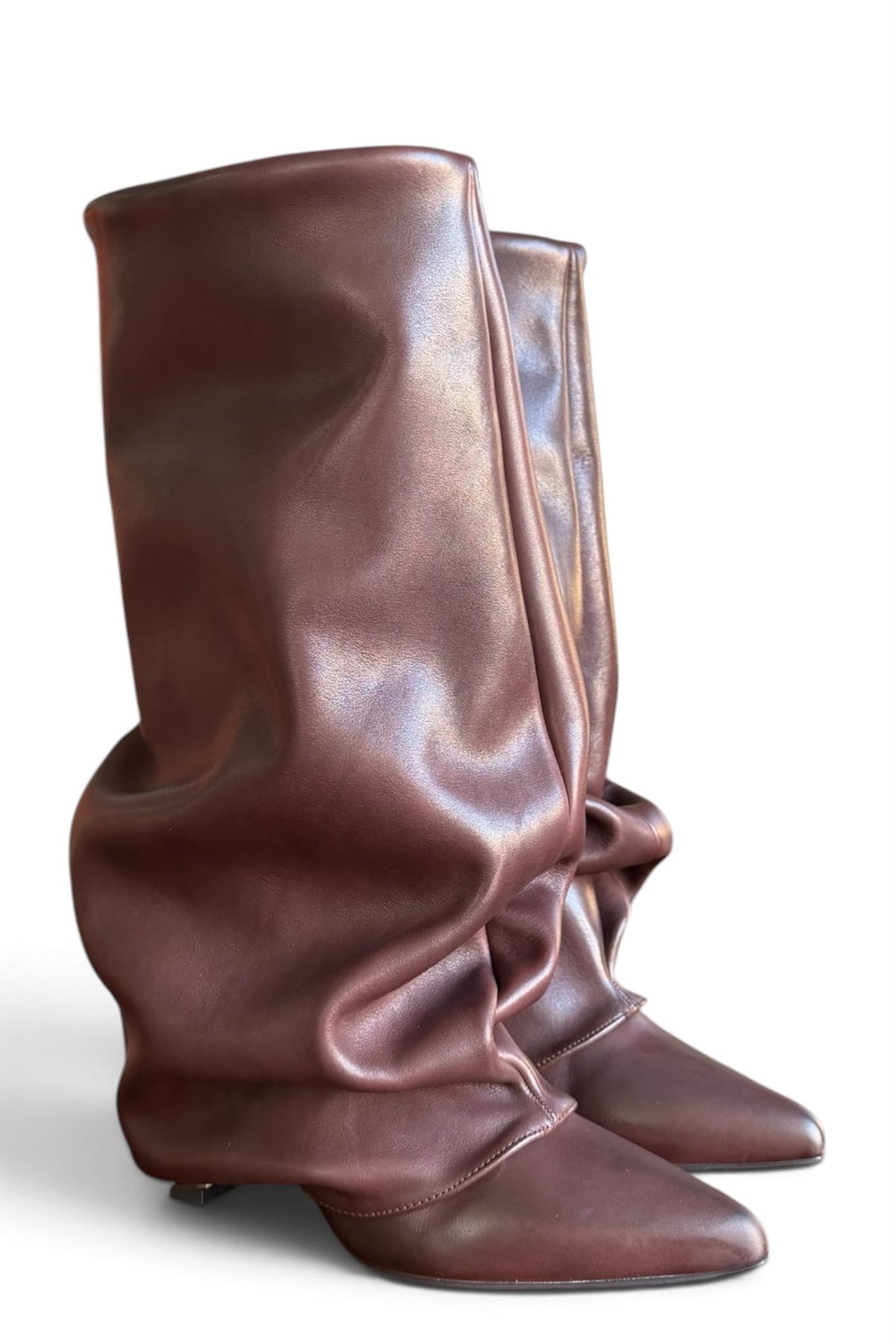 Stivale con piegone in pelle marrone - Melissa