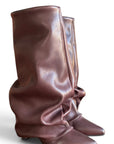 Stivale con piegone in pelle marrone - Melissa