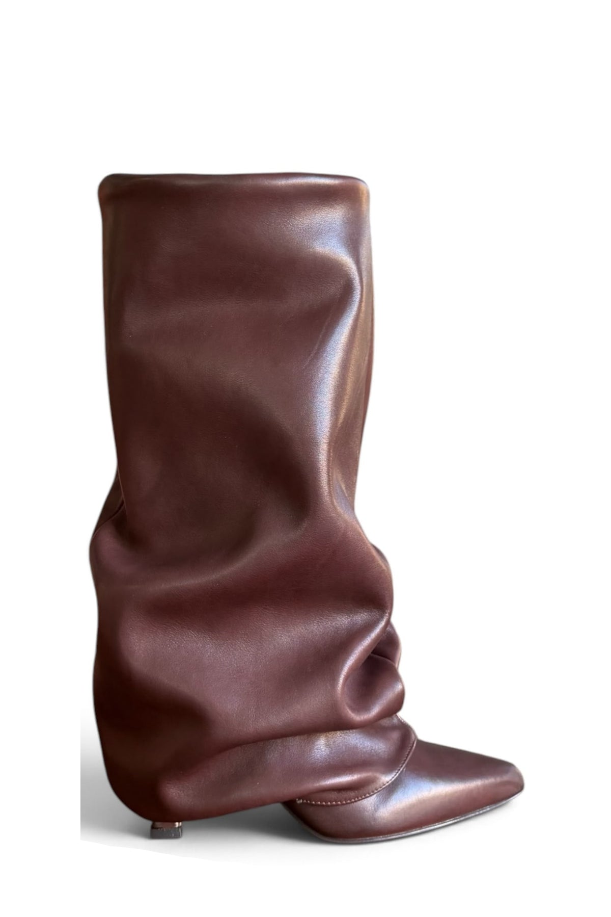Stivale con piegone in pelle marrone - Melissa