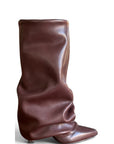 Stivale con piegone in pelle marrone - Melissa