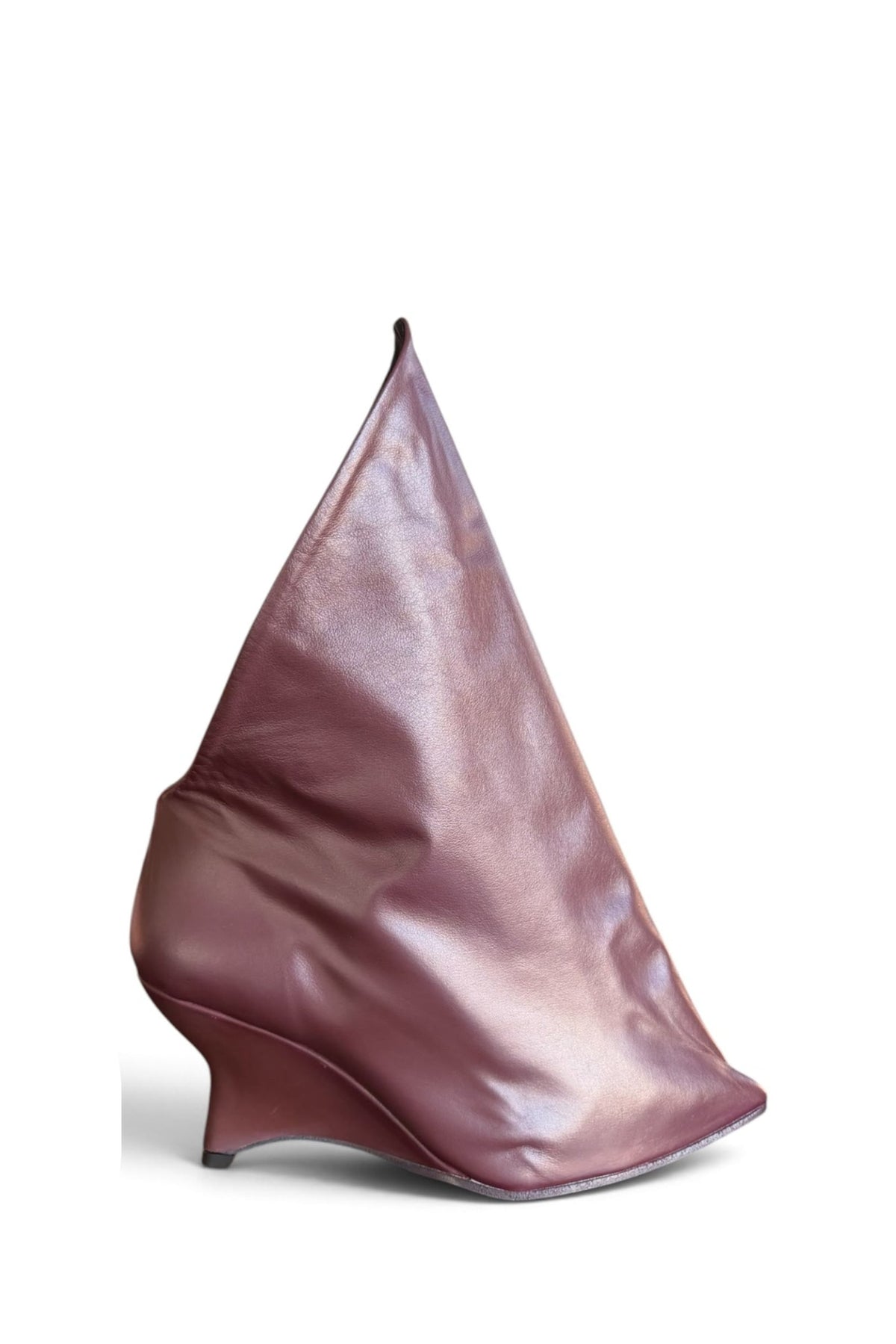 Stivaletto con taglio asimmetrico in pelle bordeaux - Dea