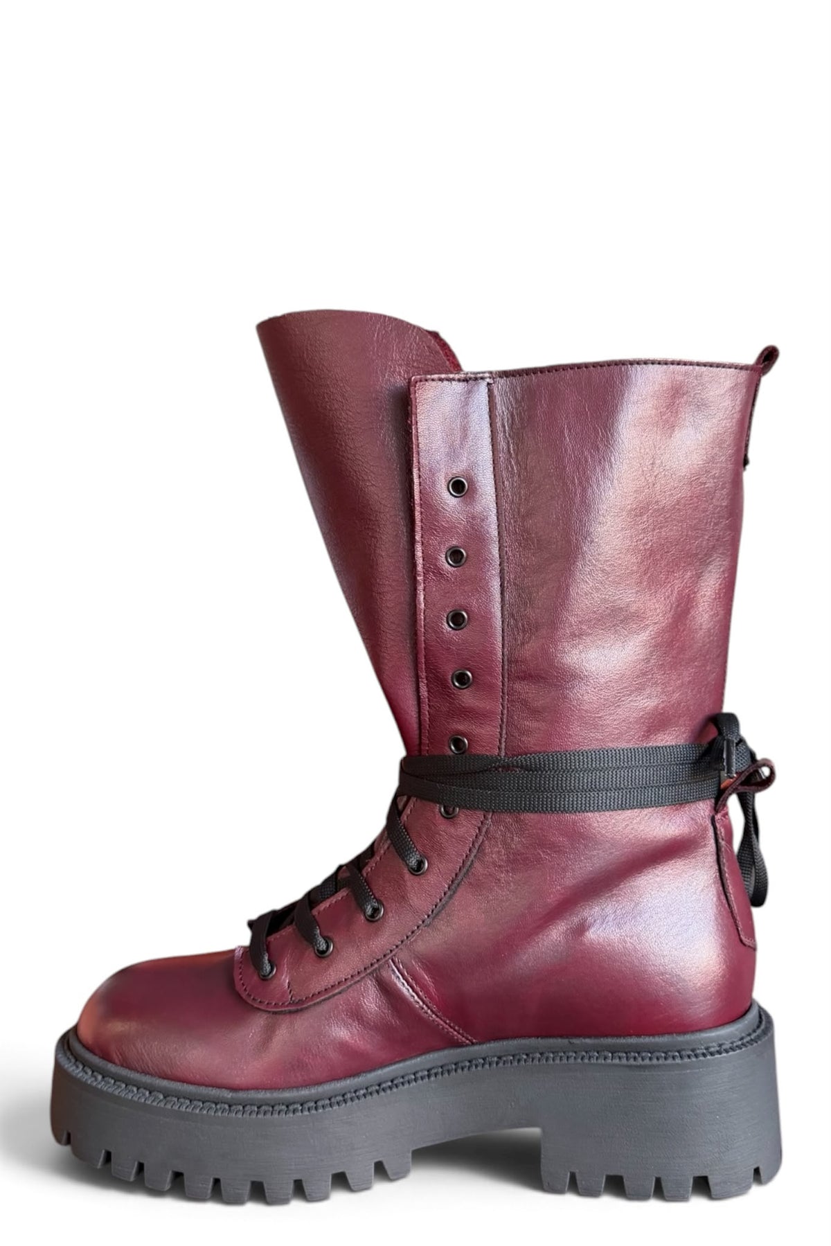 Anfibio con taschino in pelle bordeaux - Maya