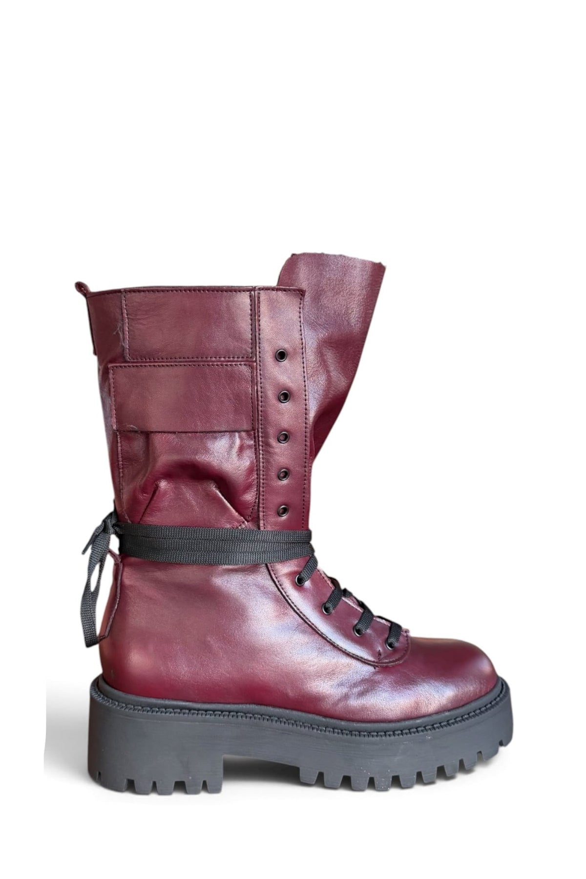 Anfibio con taschino in pelle bordeaux - Maya