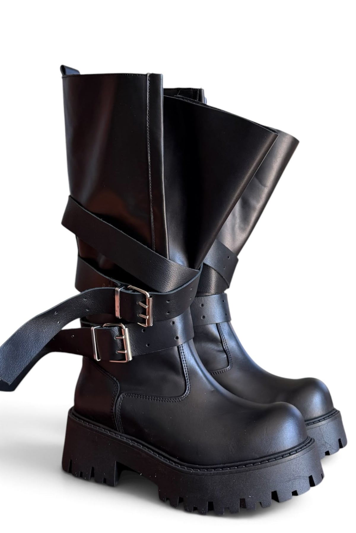 Anfibio con fibbie in pelle nero - Soraya