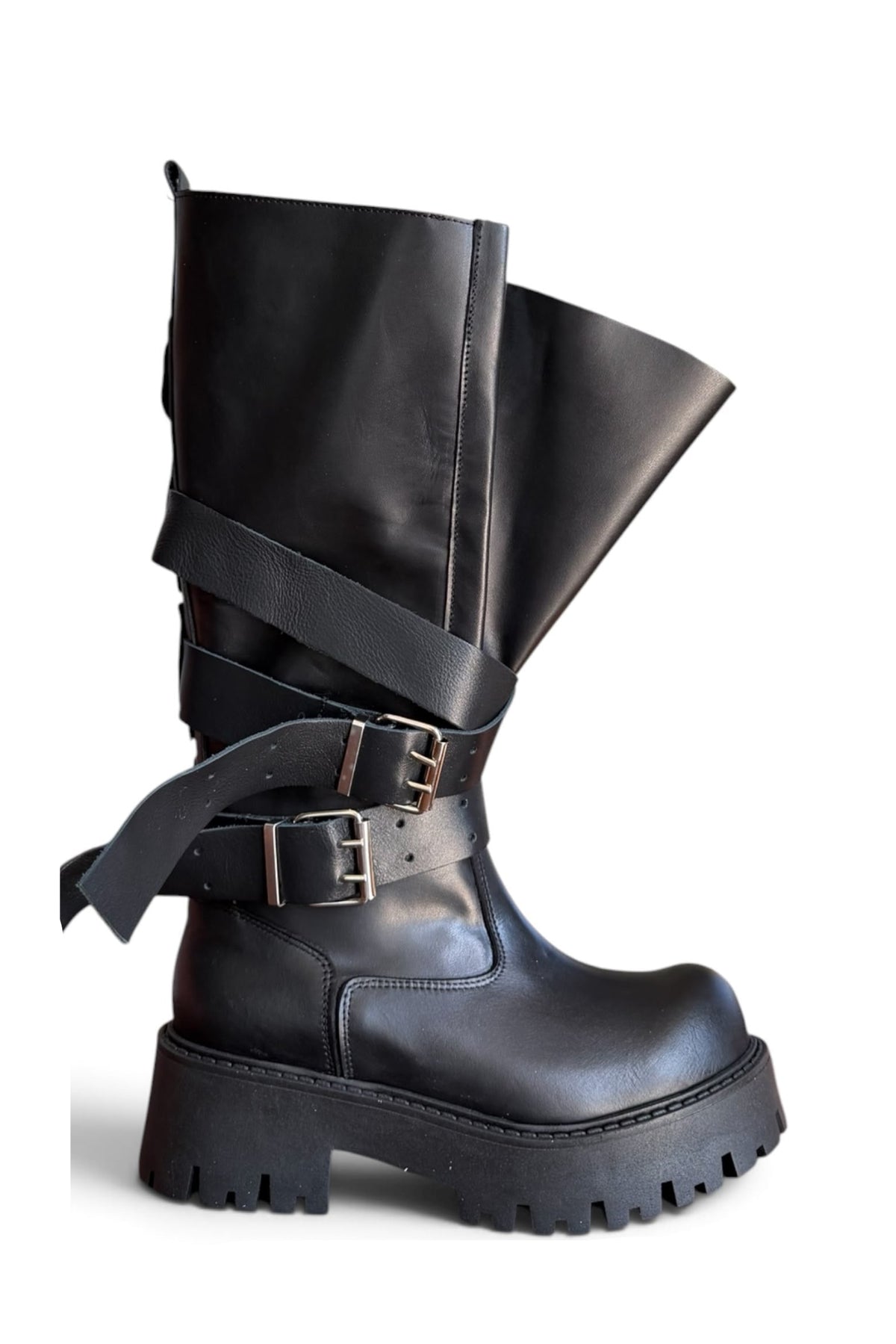 Anfibio con fibbie in pelle nero - Soraya