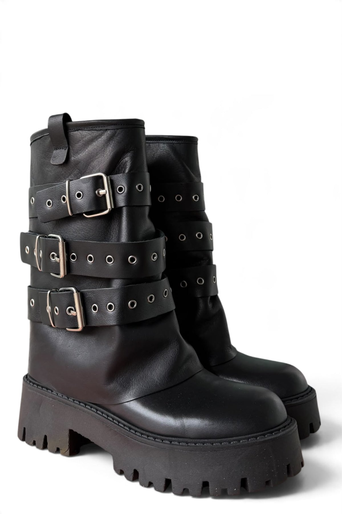 Anfibio con fibbie in pelle nero - Diva