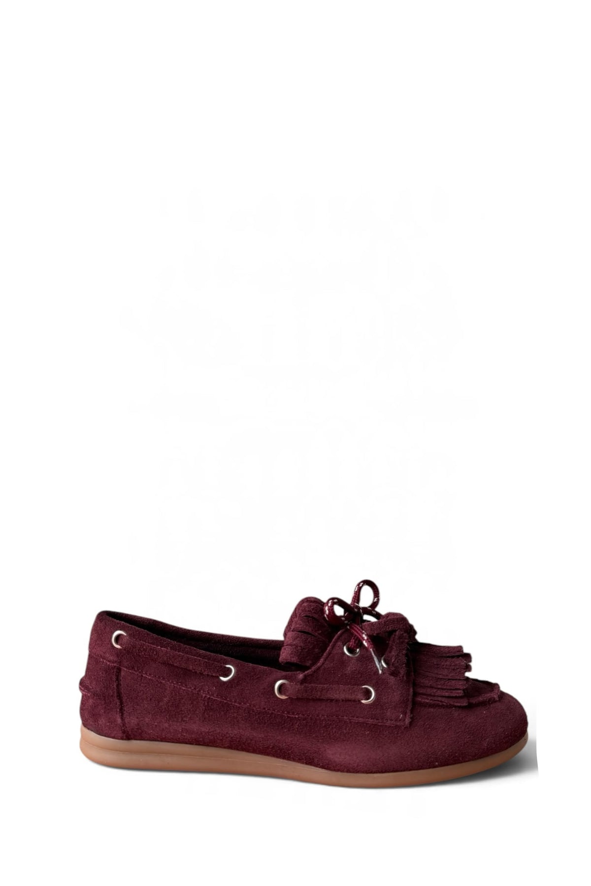 Mocassino con frange in camoscio borgogna - Velvet