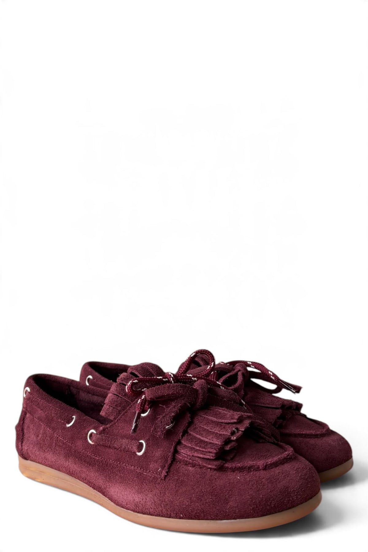 Mocassino con frange in camoscio borgogna - Velvet