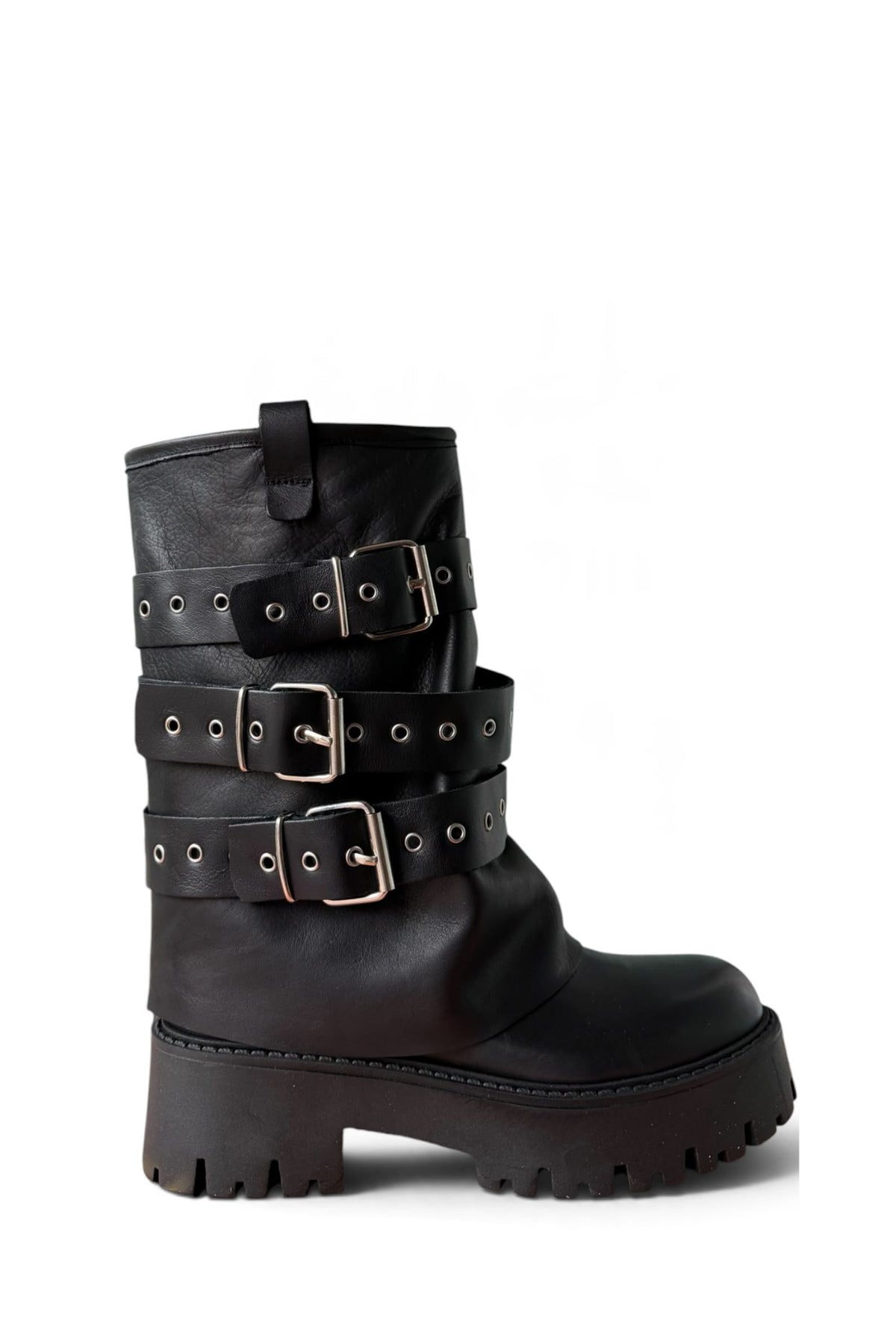 Anfibio con fibbie in pelle nero - Diva