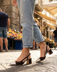 Slingback velvet moka - Clara