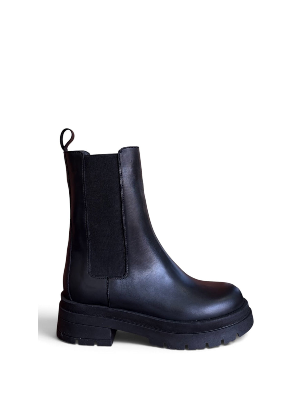 Anfibio con elastico in pelle nero - Elyson
