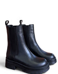 Anfibio con elastico in pelle nero - Elyson