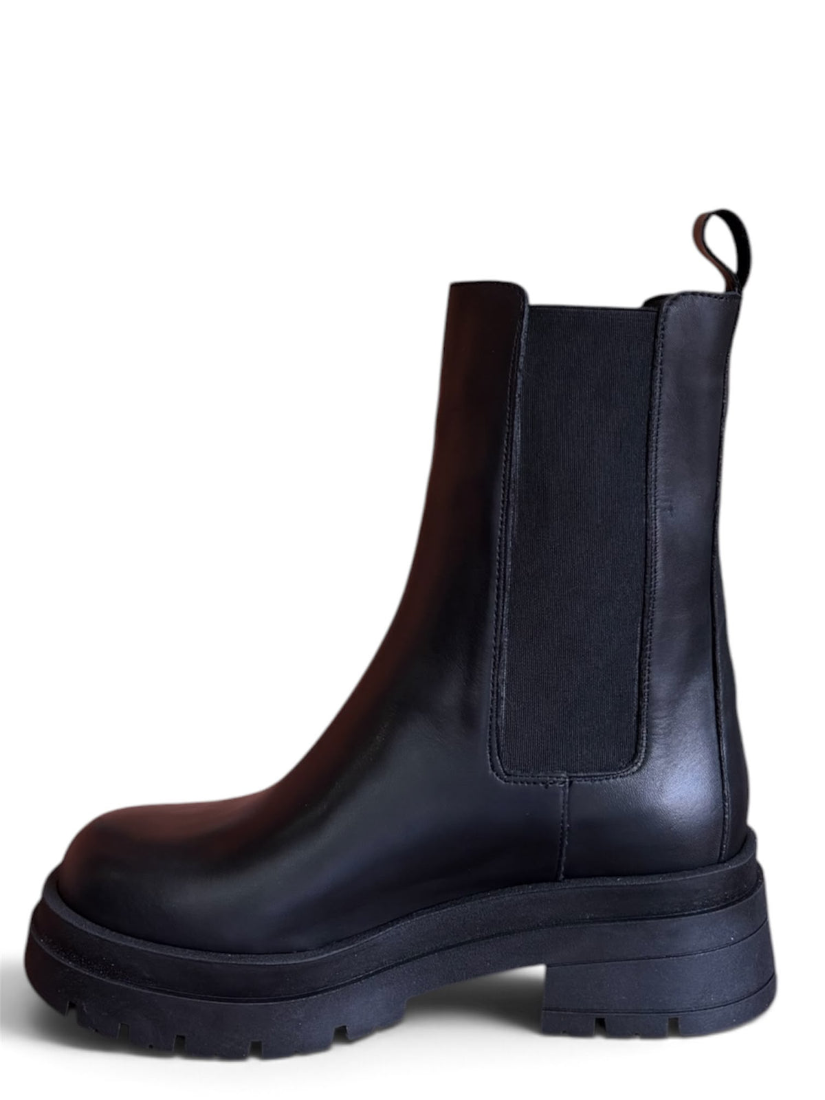 Anfibio con elastico in pelle nero - Elyson