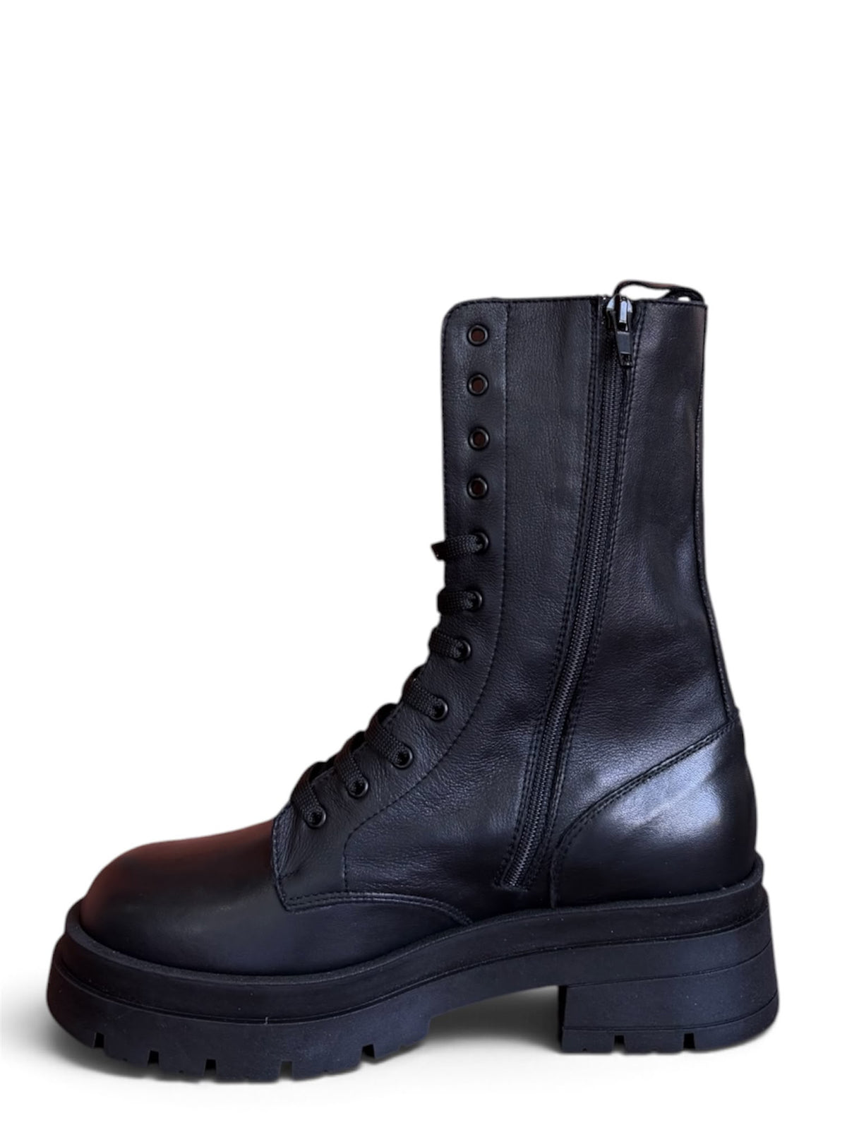 Anfibio con lacci in pelle nero - Liz