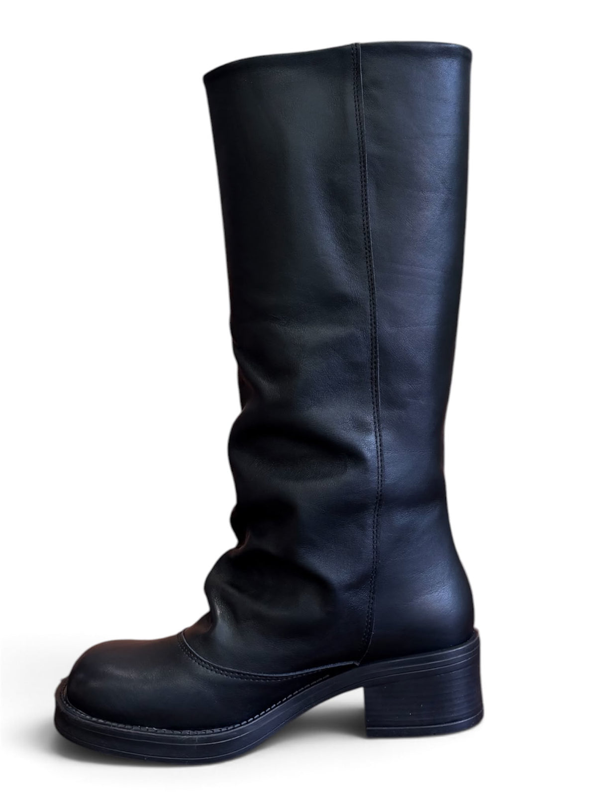 Stivale alto in pelle nero - Helen