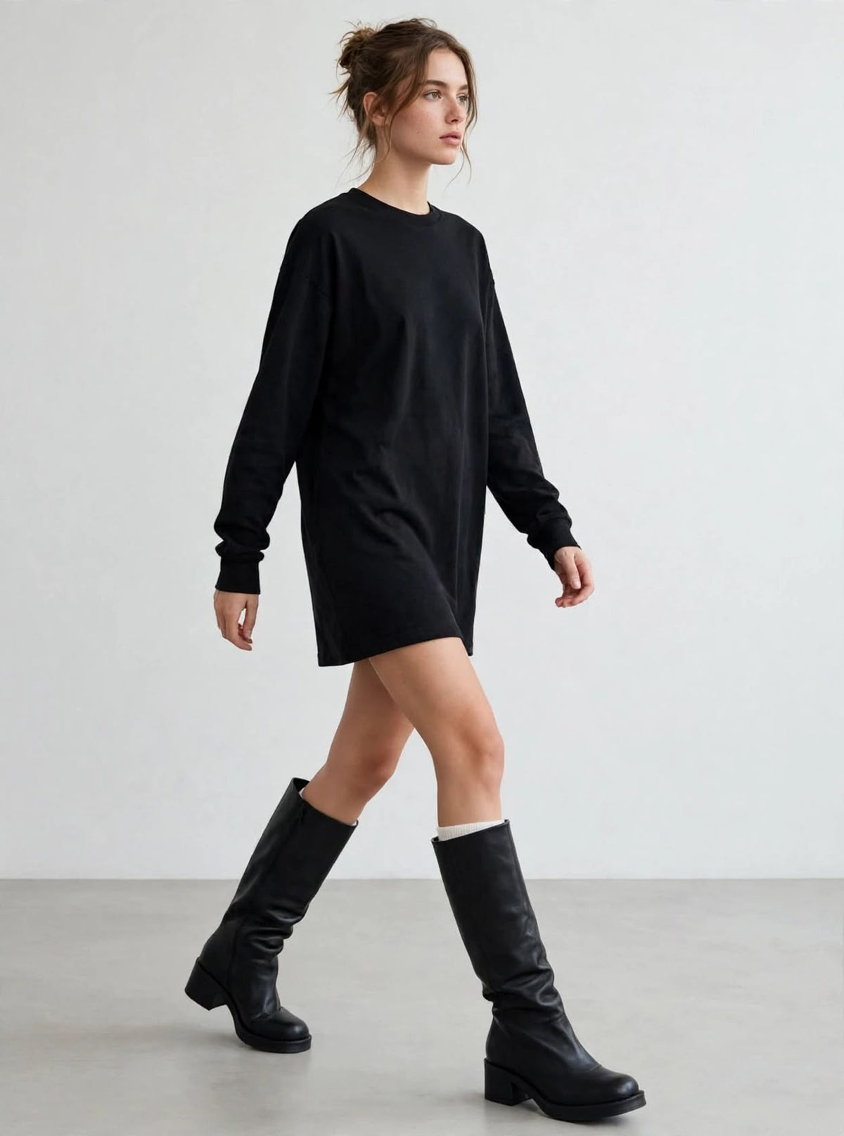 Stivale alto in pelle nero - Helen