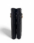 Stivale con piegone in pelle nero e charm oro - Mina