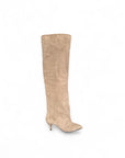 Stivale alto al ginocchio con tacco in camoscio taupe - Mersia Evolution New SS25