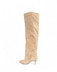 Stivale alto al ginocchio con tacco in camoscio taupe - Mersia Evolution New SS25