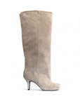 Stivale con punta quadrata in camoscio taupe - MRS SMALL SQUARE