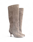 Stivale con punta quadrata in camoscio taupe - MRS SMALL SQUARE