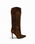 Stivale con tacco alto in camoscio marrone - MRS Copacabana