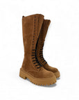 High amphibian boot with leather and suede laces - Selena