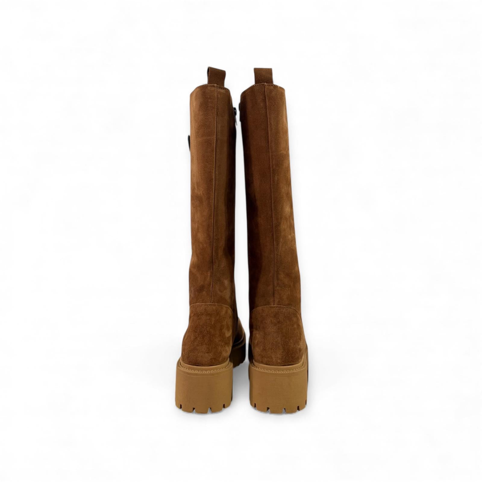 High amphibian boot with leather and suede laces - Selena