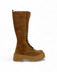 High amphibian boot with leather and suede laces - Selena