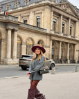 Stivale alto al ginocchio con zeppa in pelle bordeaux - Ophelia draped