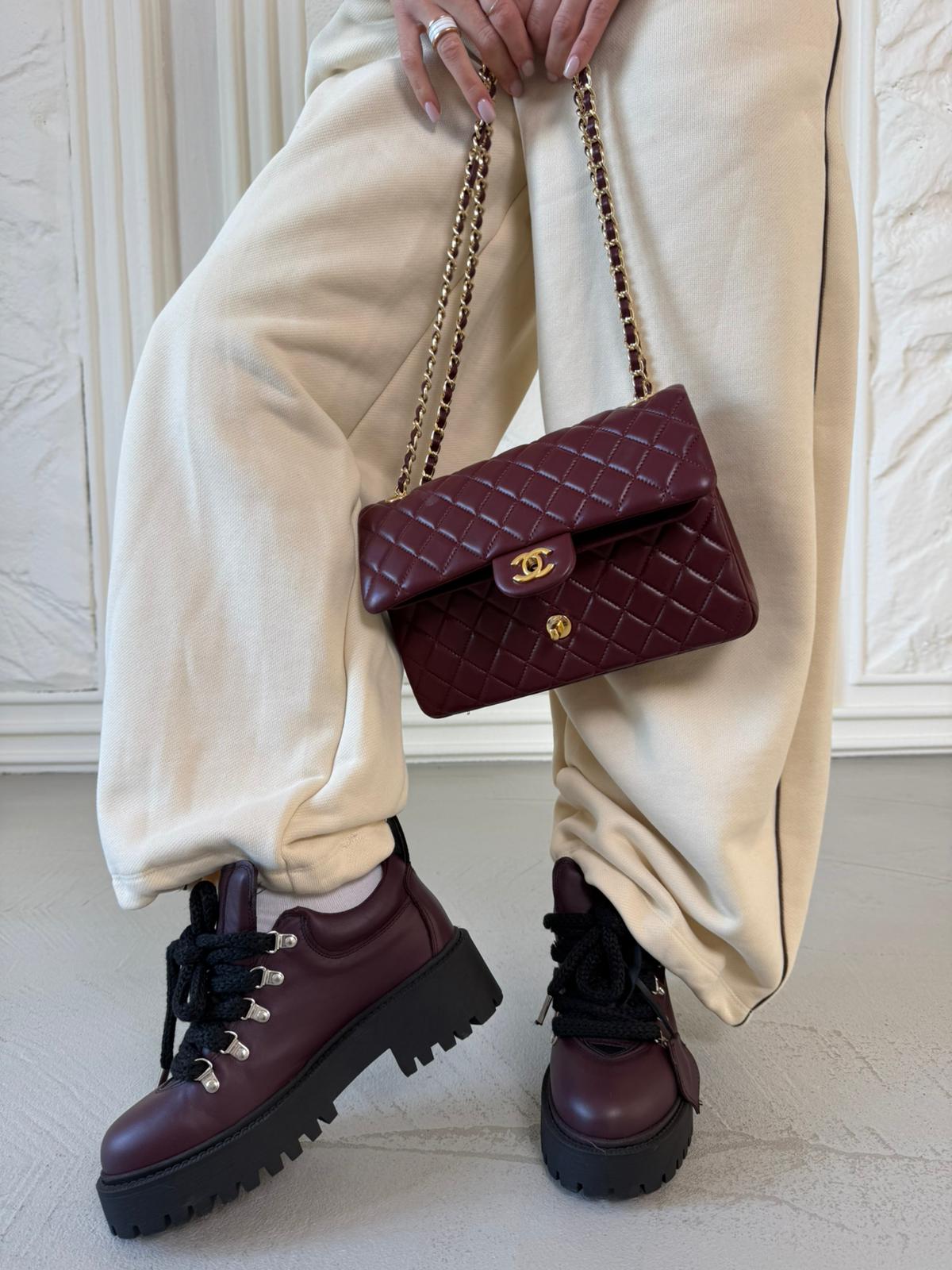 Sneakers in pelle bordeaux con lacci - Mexico