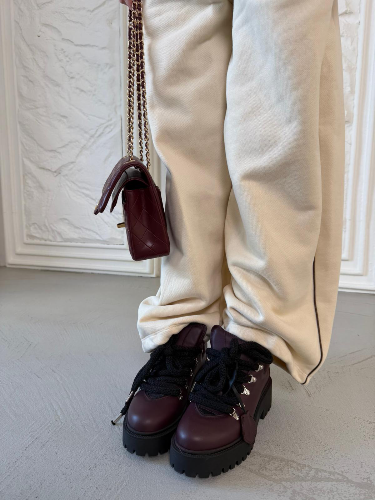 Sneakers in pelle bordeaux con lacci - Mexico