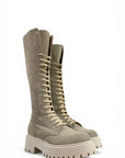 High amphibian boot with leather and suede laces - Selena