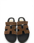Ciabatta con strappo in pelle e camoscio - Kathleen